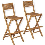 Folding Garden Bar Stools 2 pcs Solid Teak 43806 - Garden Stool