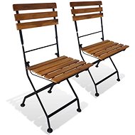 Folding garden chairs 2 pcs steel and solid acacia 43734 - Garden Chair