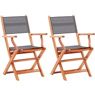 Folding garden chairs 2pcs gray solid eucalyptus and textile 48690 - Garden Chair