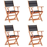 Folding Garden Chairs 4 pcs Black Solid Eucalyptus and Textile 48693 - Garden Chair