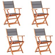 Folding Garden Chairs 4 pcs Grey Solid Eucalyptus and Textile 48691 - Garden Chair
