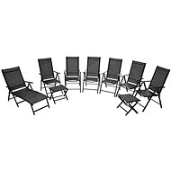 Folding Garden Chairs 9 pcs Aluminium Black 41738 - Garden Chair
