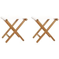 Folding chair 2 pcs solid teak wood and cream white textile 310669 - Garden Chair