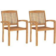 Stackable Garden Dining Chairs 2 pcs Solid Teak Wood 49387 - Garden Chair
