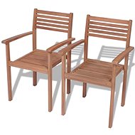 Stackable garden chairs 2 pcs solid teak 43036 - Garden Chair