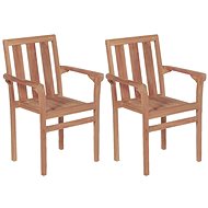 Stackable Garden Chairs 2 pcs Solid Teak Wood 44725 - Garden Chair