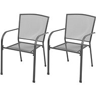 Stackable Garden Chairs 2 pcs Steel Grey 42705 - Garden Chair