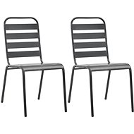 Stackable garden chairs 2 pcs steel gray 44257 - Garden Chair