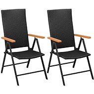 Stackable garden chairs 2 pcs polyratan black 42798 - Garden Chair