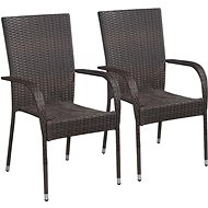 Stackable Garden Chairs 2 pcs Polyrattan Brown 44237 - Garden Chair