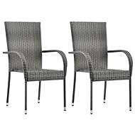 Stackable Garden Chairs 2 pcs Grey Polyrattan 46464 - Garden Chair