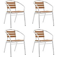 Stackable garden chairs 4 pcs aluminum and WPC silver 48710 - Garden Chair