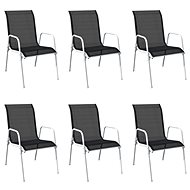 Stackable Garden Chairs 6 pcs Steel and Textile Black 43304 - Garden Chair