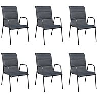 Stackable Garden Chairs 6 pcs Steel and Textile Black 43310 - Garden Chair