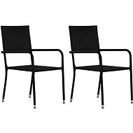 Garden dining chairs 2 pcs black polyratan 43929 - Garden Chair