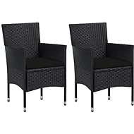 Garden Dining Chairs 2 pcs Polyrattan Black 310045 - Garden Chair
