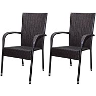 Garden dining chairs 2 pcs polyratan brown 42487 - Garden Chair