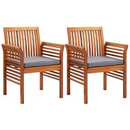 Garden dining chairs with cushions 2 pcs solid acacia wood 45970 - Garden Chair