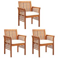 Garden dining chairs with cushions 3 pcs solid acacia wood 45966 - Garden Chair