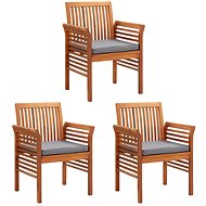 Garden dining chairs with cushions 3 pcs solid acacia wood 45971 - Garden Chair