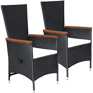Garden Chairs 2 pcs with Cushions Polyrattan Black 43942 - Garden Armchair