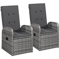 Garden Chairs 2 pcs with Cushions Polyrattan Grey 43943 - Garden Armchair