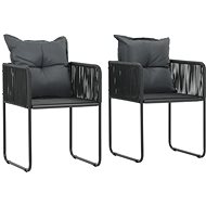 Garden chairs 2 pcs with pillows polyratt black 44438 - Garden Armchair
