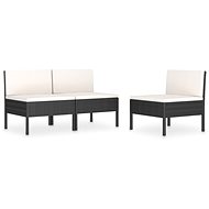 Garden Chairs 3 pcs with Cushions Polyrattan Black 310190 - Garden Armchair