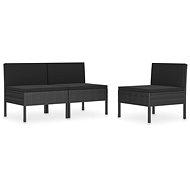 Garden Chairs 3 pcs with Cushions Polyrattan Black 310191 - Garden Armchair