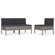 Garden Chairs 3 pcs with Cushions Polyrattan Grey 310192 - Garden Armchair