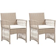 Garden chairs with cushions 2 pcs beige polyrattan 46440 - Garden Armchair