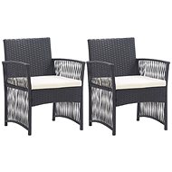 Garden Chairs with Cushions 2 pcs Black Polyrattan 46438 - Garden Armchair
