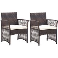 Garden Chairs with Cushions 2 pcs Brown Polyrattan 46439 - Garden Armchair