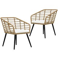Garden Chairs with Cushions 2 pcs Polyrattan Oak 48576 - Garden Armchair