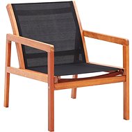 Garden Chair Black Solid Eucalyptus and Textile 48701 - Garden Armchair