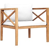 Garden armchair with cream cushions solid teak wood 49369 - Garden Armchair