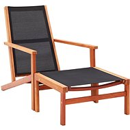 Garden Chair with Black Solid Eucalyptus and Textile Footrest 48700 - Garden Armchair