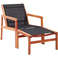 Garden chair with black solid eucalyptus and textile footrest 48702 - Garden Armchair