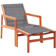Garden Chair with Grey Solid Eucalyptus and Textile Footrest 48698 - Garden Armchair