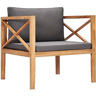 Garden Chair with Grey Cushions Solid Teak Wood 49371 - Garden Armchair