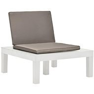 Garden Chaise Longue with Cushion Plastic White 48825 - Garden Chair
