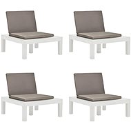 Garden chairs with cushions 4 pcs plastic white 3054425 - Garden Armchair