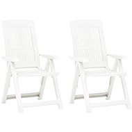 Garden reclining chairs 2 pcs plastic white 48766 - Garden Armchair