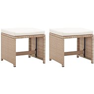 Garden Chairs with Cushions 2 pcs Polyrattan Beige 46418 - Garden Stool
