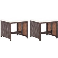 Garden Chairs with Cushions 2 pcs Polyrattan Brown 46417 - Garden Stool