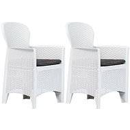 Garden Chairs 2 pcs + Cushions White Plastic Rattan Look 45598 - Garden Armchair