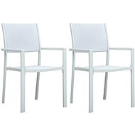 Garden Chairs 2 pcs White Plastic Rattan Look 47887 - Garden Chair