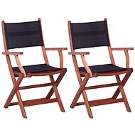 Garden chairs 2 pcs black solid eucalyptus wood and textile 45589 - Garden Chair