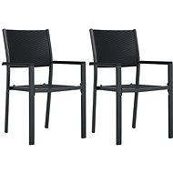 Garden Chairs 2 pcs Black Plastic Rattan Look 47889 - Garden Chair