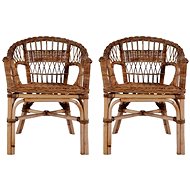 Garden Chairs 2 Pcs Natural Rattan Brown 275842 - Garden Chair